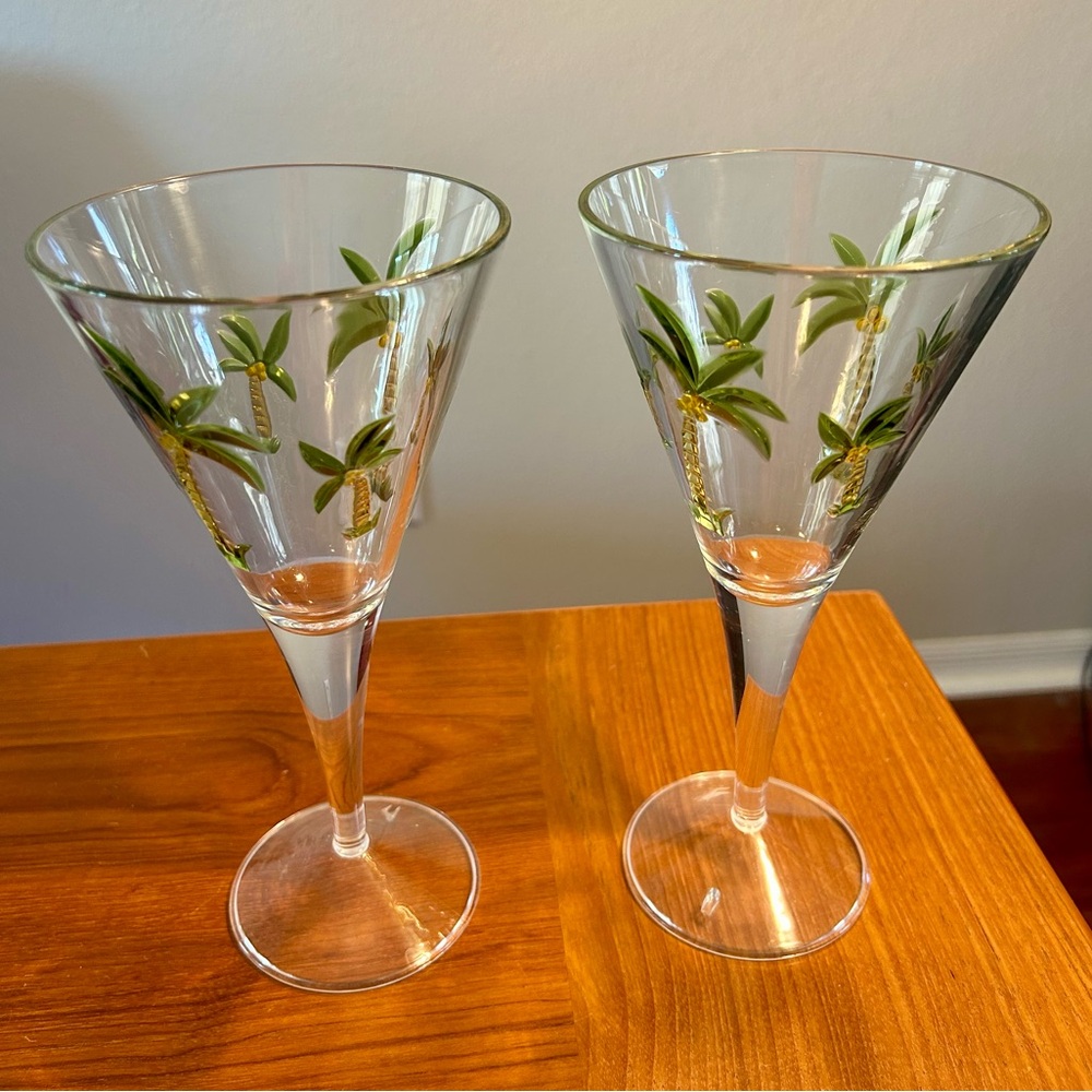 Set of 6 Tropical Palm Tree Acrylic Martini Glasses - Picture 3 of 4